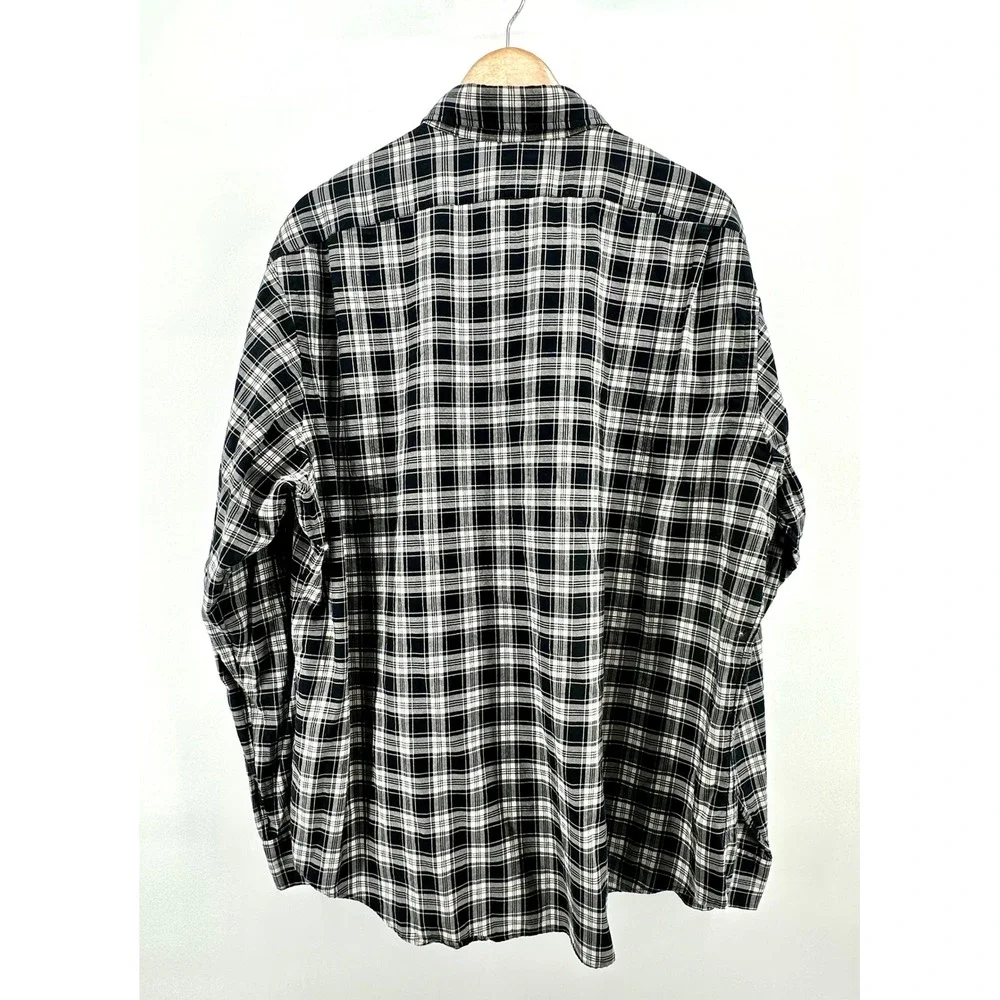 Polo‎ Ralph Lauren Mens XXL Black White Plaid Cotton Button Down Shirt Long Slv